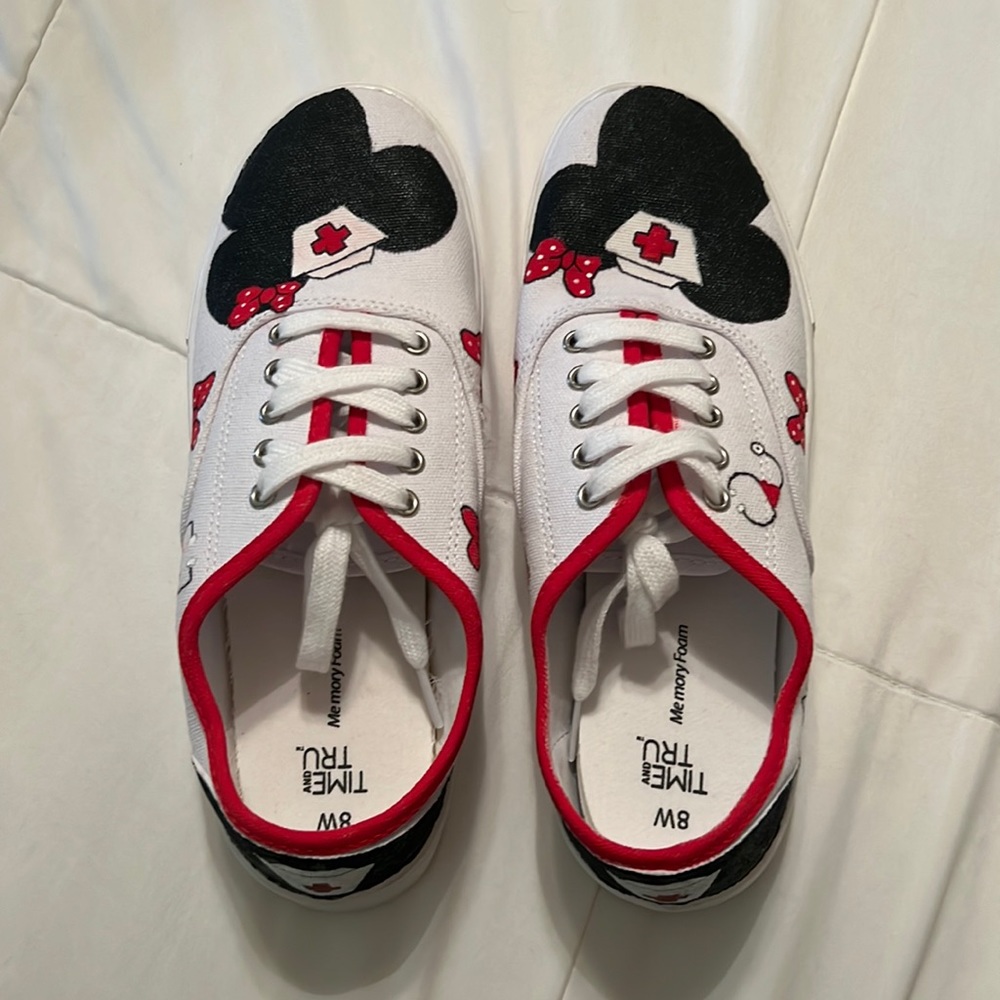 Custom Time and Tru Minnie Mouse ears nurse canvas painted sneakers
